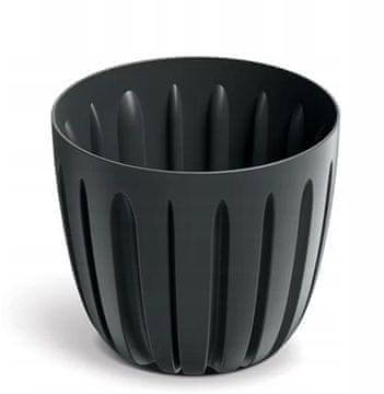 Prosperplast Plastični cvetlični lonček z utorjenim pokrovom, črne barve, premog, 16,8 cm, Wario