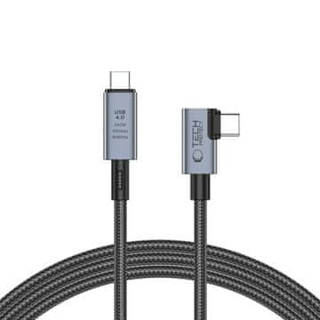 Tech-protect Kabel kotni in ravni USB-C 4.0 PD 240W 8K 40Gbps 1,5 m - siv