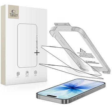 Tech-protect Kaljeno steklo za iPhone 17 z aplikatorjem Quick Set+, črno - 2 kosa.