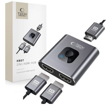 Tech-protect Adapter HUB 2v1 HDMI 4K 60HZ - siv