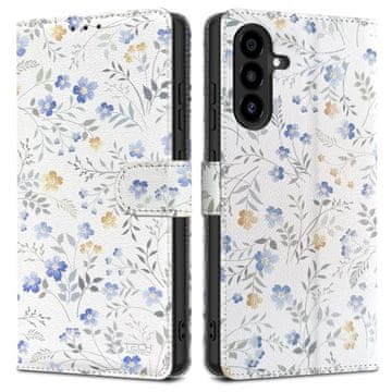 Tech-protect Ovitek iz umetnega usnja za Samsung Galaxy A26 5G / A17 4G / 5G Denarnica - marjetice z listi