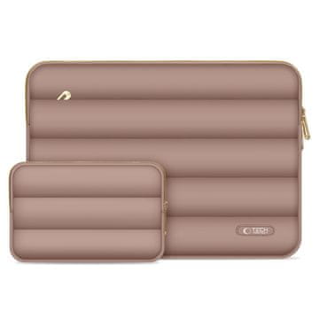 Tech-protect Puffy torba za prenosnik 13-14" + etui za dodatno opremo - rjava