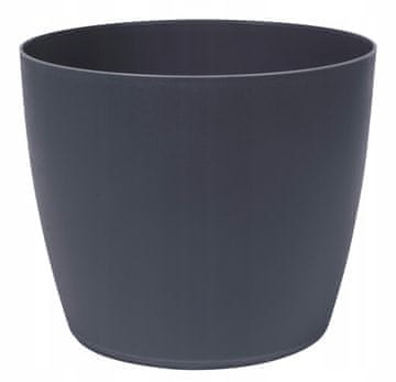 Form-Plastic Plastični cvetlični lonček z okroglim pokrovom, gladek, antraciten, 15 cm, Mati