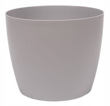Form-Plastic Plastični cvetlični lonček z okroglim pokrovom, gladek, siv, 19 cm, Mati