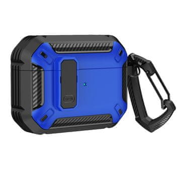 HURTEL Ovitek za Airpods 4 Armor s karabinom - moder