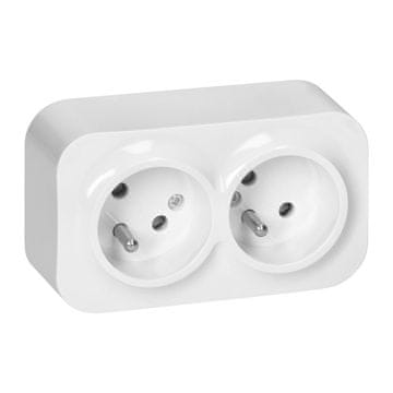 Orno Dvojna vtičnica N/T todo 2*2P+Z IP20, 16A, 230V bela - ON-7206/W