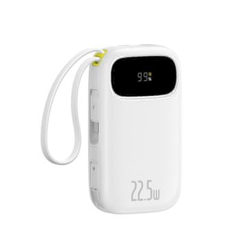 BASEUS Powerbank 10000mAh z zaslonom in vgrajenimi kabli EnerFill FC31 22.5W - bela