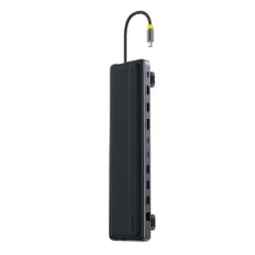 BASEUS Priklopna postaja hub 12-v-1 USB-C HDMI DisplayPort USB-A SD/microSD RJ45 PD - siva