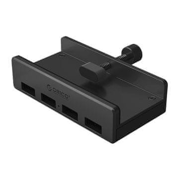 Orico Razdelilnik MH4PU za pritrditev na nosilec monitorja na pisalni mizi, 4x USB-A – črn