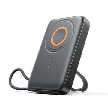 Joyroom Indukcijska polnilna baterija 3 v 1, 10.000 mAh, 22,5 W, z vgrajenim kablom MagSafe – črna