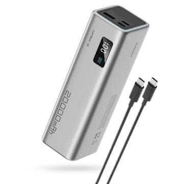 Prenosna baterija 20000mAh USB-C USB-A 100W - siva