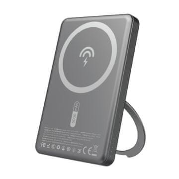 DUDAO Powerbank z MagSafe in stojalom 20 W PD 5000 mAh – siva
