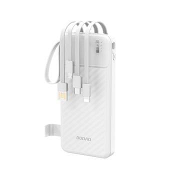 DUDAO Powerbank K11 10000 mAh z vgrajenimi kabli – bela