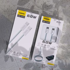DUDAO Trpežen kabel UCB-C PD 60 W, oplaščen z ogljikovimi vlakni, dolžine 1 m, svetlo modre barve