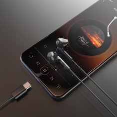 DUDAO Žične ušesne slušalke z USB-C priključkom, dolžina 1,2 m – črne