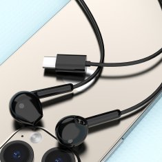 DUDAO Žične ušesne slušalke z USB-C priključkom, dolžina 1,2 m – črne