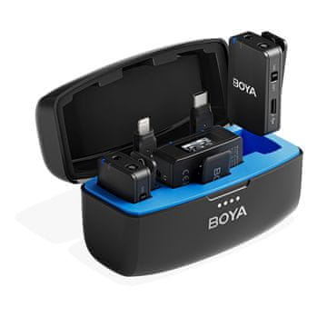 Boya Komplet brezžičnih mikrofonov s polnilnim etuijem 8 GB, 2,4 GHz, USB-C