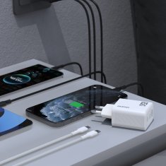 DUDAO Stenski polnilnik A29 GaN USB-C USB-A 65W - bel