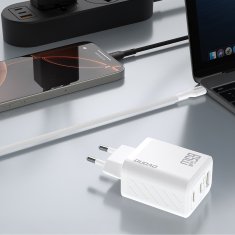 DUDAO Stenski polnilnik A29 GaN USB-C USB-A 65W - bel