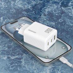 DUDAO Stenski polnilnik A29 GaN USB-C USB-A 65W - bel