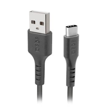 SBS Kabel USB-A – USB-C, 1,5 m – črn