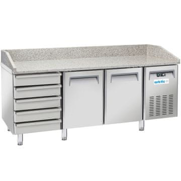 Arktic Hladilna miza za pice z granitnim pultom in robom, 2 predela, 5 predalov, 362 l, 210 W