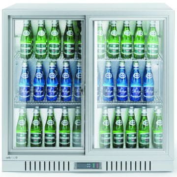 Arktic Barski hladilnik z 2 drsnimi vrati LED 150 l 160 W 90x52x84 cm - srebrn