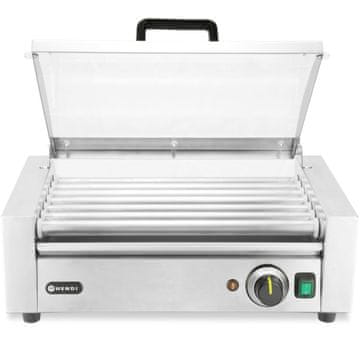 Hendi Valjčni grelnik za hot doge s pokrovom, 7 valjev, 45 cm, 620 W