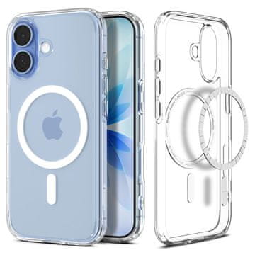 Spigen Ultra hibridni ovitek MagSafe za iPhone 17 - prozoren in bel
