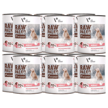 VetExpert VetExpert Raw Paleo svinjina za odrasle pse v konzervi 12 x 800 g mokra hrana za pse