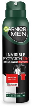 shumee Garnier Men deodorant v spreju Nevidna zaščita 72 ur - črna, bela, barvna 150 ml