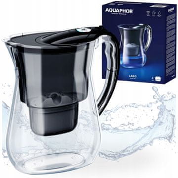 shumee Vrč za filtriranje vode Aquaphor Lago Black 3,8 l, kartuša z ogljem Maxfor+