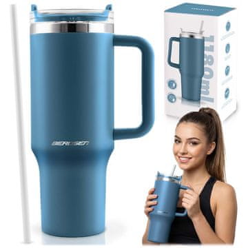 Berdsen Vakuumska termo skodelica s slamico 1180 ml temno modra