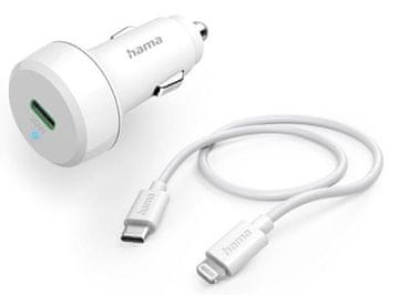 Hama PD/Qualcomm 20W avtomobilski polnilnik + kabel Type-C - Lightning