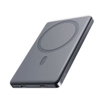 Joyroom Powerbank 5000 mAh z USB-C, 20 W PD in indukcijskim polnjenjem 15 W – siva barva