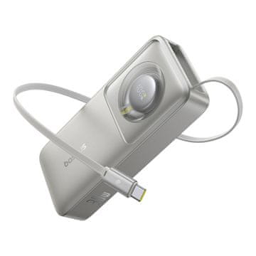 BASEUS Powerbank Free2Pull 10000 mAh 30 W z vtičnico USB-C in izvlečnim kablom USB-C – siva