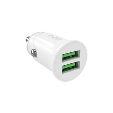 Puro 2x USB-A Pro Lite 10W avtomobilski polnilnik - bel