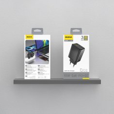 DUDAO Stenski polnilnik A29 GaN USB-C USB-A 65W - črne barve