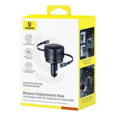 BASEUS Avtomobilski polnilnik USB-C s kablom USB-C za iPhone Lightning 90 W - črn