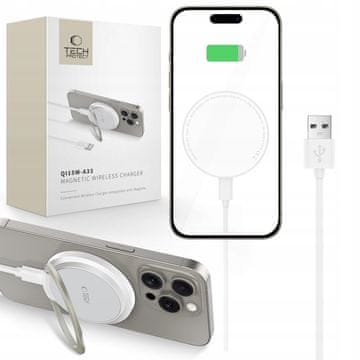 Tech-protect MAGSAFE MAGNETNO INDUKTIVNO POLNILNO NAMIZNO STOJALO BELO