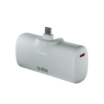SBS Prenosna baterija EcoPower 5000 mAh 10W z vgrajenim priključkom USB-C - siva