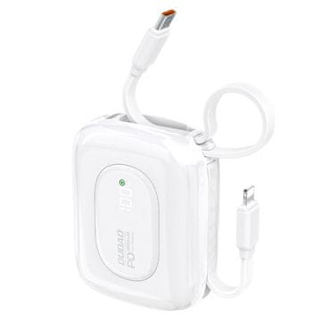 DUDAO Powerbank K32 10000 mAh z vgrajenim kablom USB-C–iPhone Lightning 22,5 W – bel