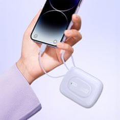 DUDAO Powerbank K32 10.000 mAh z vgrajenim kablom USB-C–iPhone Lightning 22,5 W – vijoličen