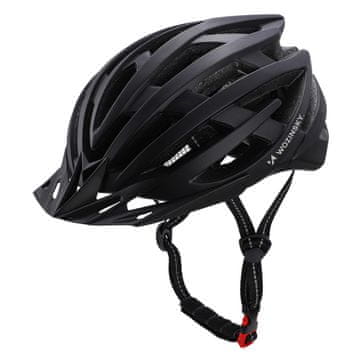 WOZINSKY Kolesarska čelada MTB s snemljivim ščitnikom in zadnjo svetilko USB, 54–57 cm – črna