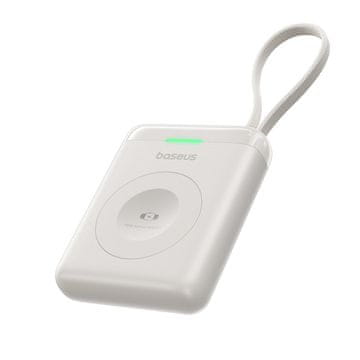 BASEUS Powerbank 1640 mAh 5 W EnerFill FW11 za Apple Watch z vgrajenim kablom – bel