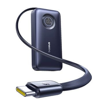 BASEUS Prenosna baterija EnerCore CR11 10000mAh 45W USB-C z zložljivim kablom USB-C - črna