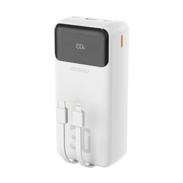DUDAO Prenosna baterija 30000mAh USB-A USB-C K15Max PD 22,5 W z USB-C kabli za iPhone Lightning - bela