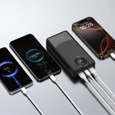 DUDAO Prenosna baterija 20000mAh USB-A USB-C K12Pro 22,5W PD - črna