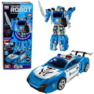 Robot Policijski robot 2v1: avto, izstrelitev, luči, zvoki