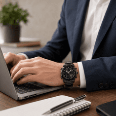 VIVVA® Moška jeklena ura z analognim in digitalnim prikazom, vodoodporna, kvarčni mehanizem | WATCHROX Črna